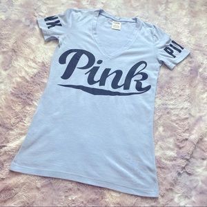 PINK Victoria Secret Blue V-Neck T-Shirt